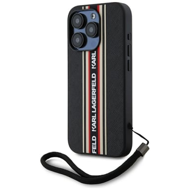 Custodia Karl Lagerfeld Saffiano Athleisure Stripes Cord per iPhone 15 Pro Max nero