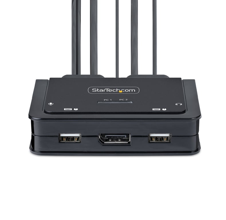 StarTech.com Switch KVM à Câble Hybride USB C DisplayPort 2 Ports 4K60Hz Commutateur écran clavier audio compact 2 x KVM / audio 1 utilisateur local de bureau - vue 4
