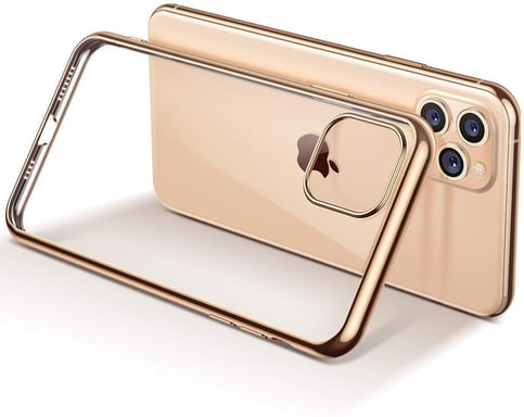 Pack Protection pour ''IPHONE 12'' (Coque Chrome Silicone + Film Verre Trempe)