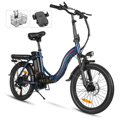 Bicicletta elettrica SAMEBIKE CY20 FT - motore 350W batteria 36V13AH autonomia 35KM freni a disco meccanici - Blu scuro