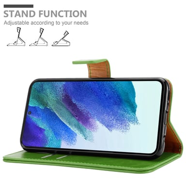 Coque pour Samsung Galaxy S22 en VERT PRÈ Housse de protection Étui avec fermeture magnétique, fonction de support et compartiment pour carte