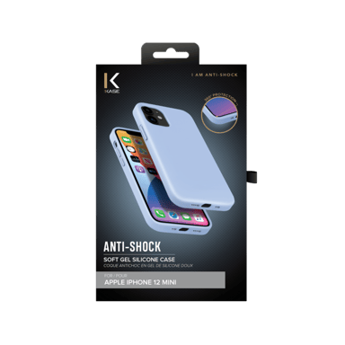 (O) Custodia antiurto in morbido silicone gel per Apple iPhone 12 mini, blu lilla