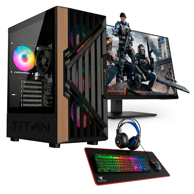 PC Gaming Pack Complet Ryzen 5 RAM .2 Graphique intégré Écran 24 FHD Clavier Tapis de Casque Windows 11 Pro Wifi PC Gamer Neuf