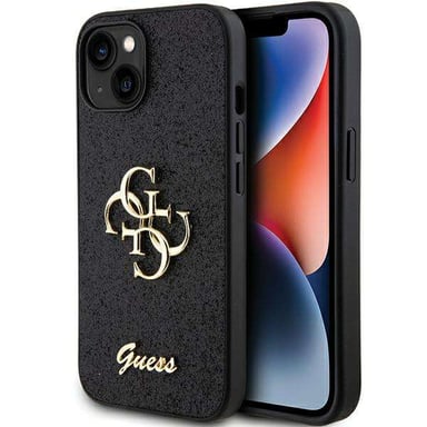 Custodia per iPhone 15 Glitter con logo in metallo