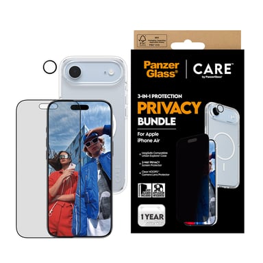 PanzerGlass ® | CARE by ® 3-in-1 Flagship Privacy Bundle iPhone Air Protection d'écran transparent Apple 1 pièce(s)