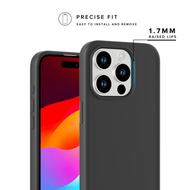 Coque antichoc en gel de silicone doux pour Apple iPhone 15 Pro, Noir satin