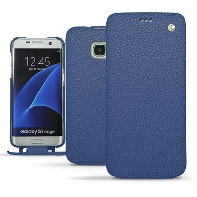 Housse cuir Samsung Galaxy S7 - Rabat vertical - Bleu - Cuir grainé