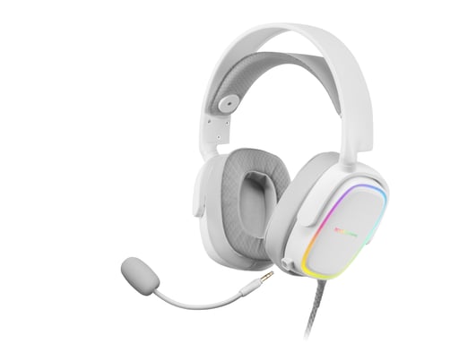 Mars Gaming MHAX Blanco, Auriculares Gaming RGB, Micrófono Extraíble, HiFi, Compatibilidad Multiplataforma