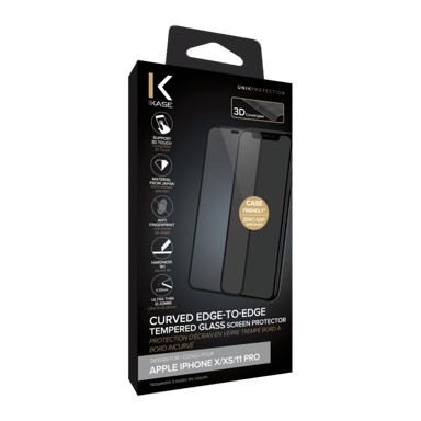 Protezione dello schermo in vetro temperato edge-to-edge per Apple iPhone X/XS/11 Pro, nero