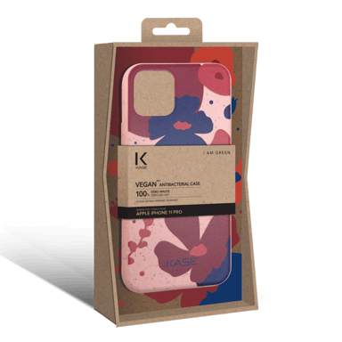 Carcasa antibacteriana vegana orgánica 100% cero residuos para Apple iPhone 11 Pro, rosa petunia.