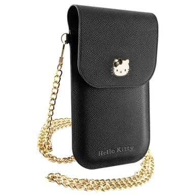 HELLO KITTY Funda de hombro para teléfono con cadena metálica Negro