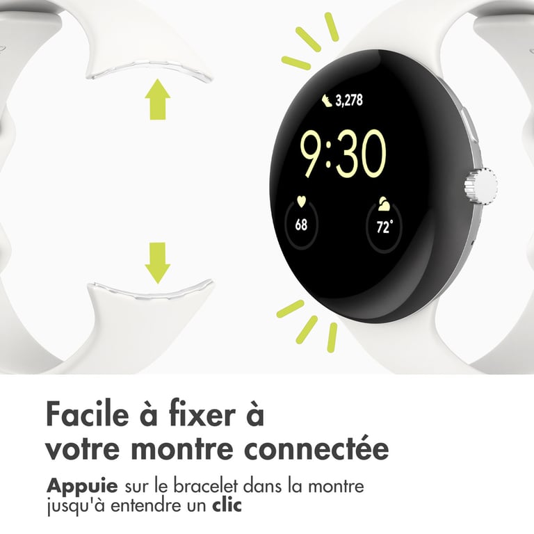 imoshion Bracelet en silicone? pour Google Pixel Watch 3 / 4 (45 mm) - Taille L - Blanc - Neuf