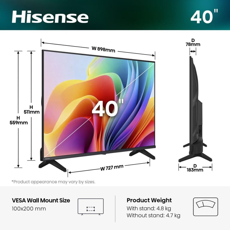 Hisense 40A49S 40" 100 cm HD Smart TV - vue 3