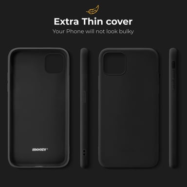 Moozy Custodia in silicone della serie Minimalist per iPhone 11 Pro, nero - Sottile e flessibile con finitura opaca in TPU