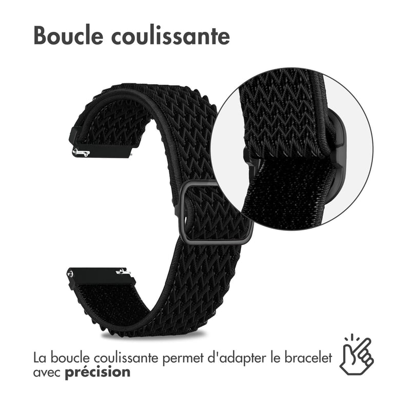 imoshion Bracelet en nylon élastique - Connexion universelle 22 mm - Noir - Neuf