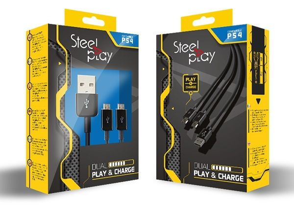 Steelplay Double Play & Charge Câble De Chargement / De Données Usb Mâle Pour Micro Usb De Type B Mâle 3 Pour Sony Playstation 4 Sony Playstation 4 Pro Sony Playstation 4 Slim - vue 3