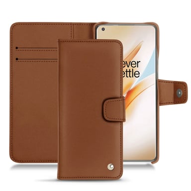 Housse cuir OnePlus 8 Pro -  - Marron - Cuir lisse