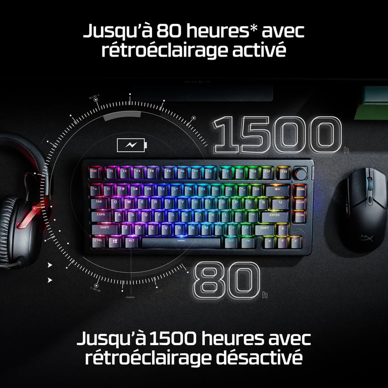 Clavier Gaming sans fil Azerty HyperX Alloy Rise 75 - vue 4
