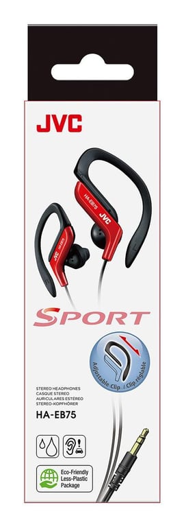 JVC HA EB75 RN U Écouteurs de Sport avec Crochet réglable réglage 5 Positions résistant aux éclaboussures Son Puissant avec Basses câble de 1 2 Compatible avec Smartphone Couleur - vue 7