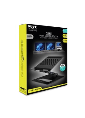 Port Designs Station d'accueil USB-C 2 en 1 avec support pour ordinateur portable