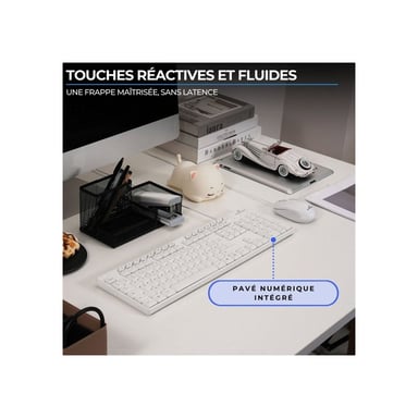 Pack clavier souris filaire BLUESTORK Media Office AZERTY avec 15 touches multimédias Blanc