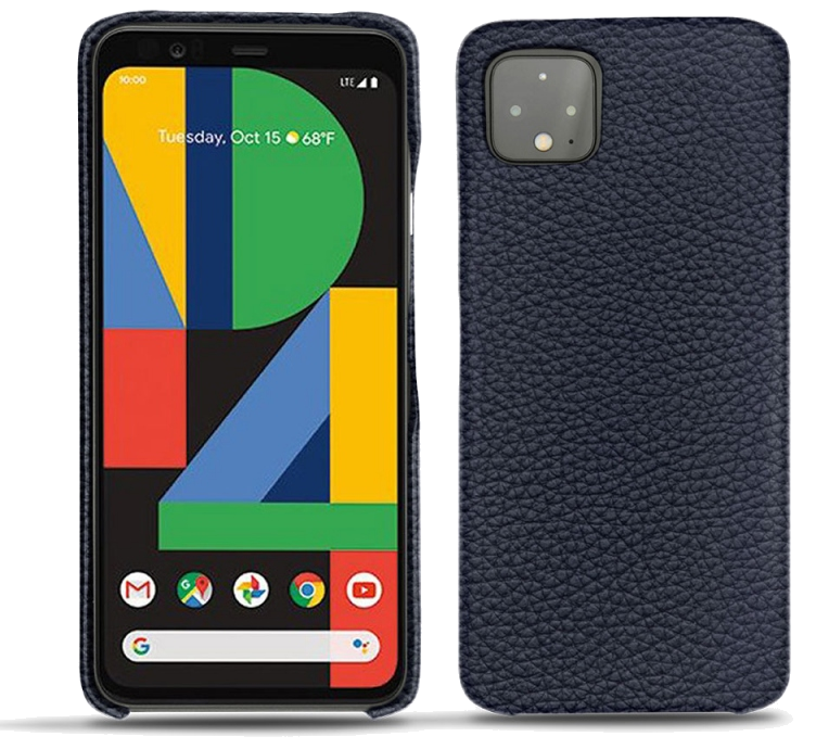 Coque cuir Google Pixel 4 - Coque arrièreBleu