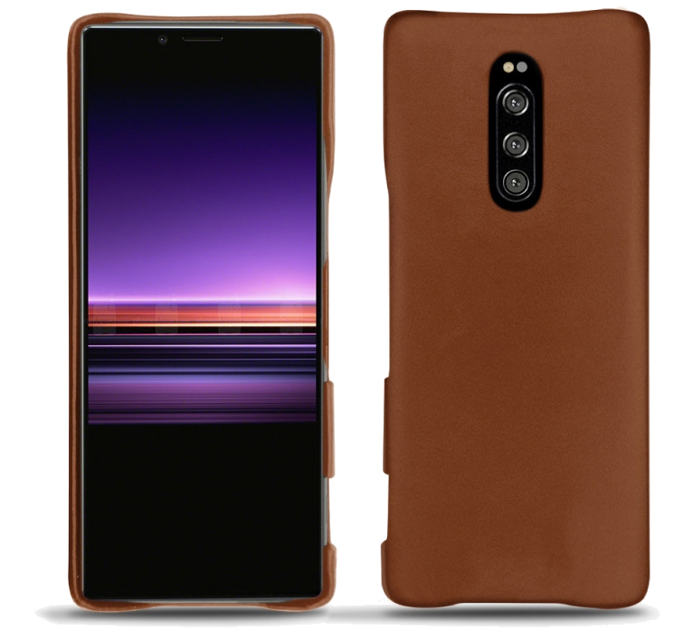 Coque cuir Sony Xperia 1 - Coque arrièreMarron