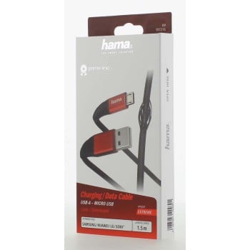 Cable de carga/datos ''Extreme'', USB-A - Micro-USB, 1,5 m, negro/rojo