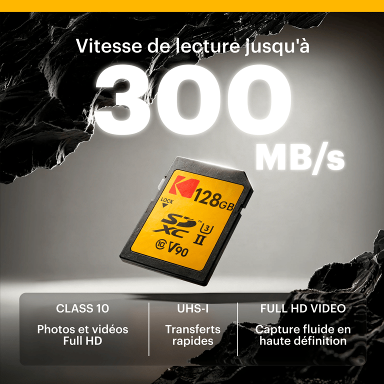 Kodak EKMSD256GUHS2V2K mémoire flash SDXC UHS II Classe 10 - vue 3