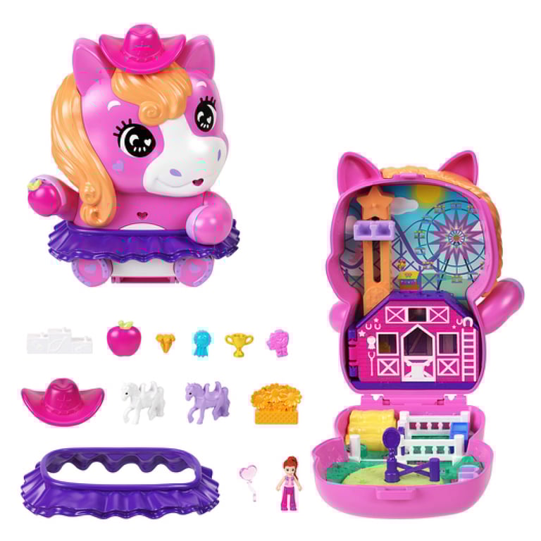 Coffret Polly Pocket Poney Rodéo avec Figurines et Accessoires - Neuf