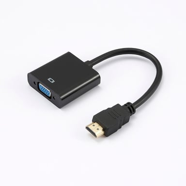 Adaptateur VGA femelle vers HDMI mâle - HDMI fiche or - Noir - Câble 15 cm - en sachet