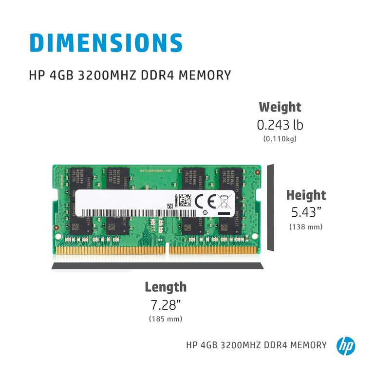 HP 286H5AA module de mémoire 4 Go 1 x 4 Go DDR4 3200 MHz Neuf - vue 2
