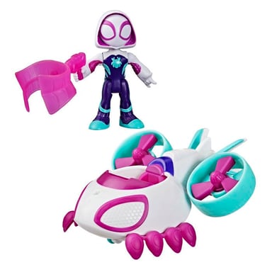 Veicolo Elicottero di Ghost-Spider con figurina di 7,5 cm e accessorio, giocattoli per bambini, dai 3 anni, Spidey e i suoi Amici Straordinari