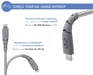 Câble Ultra-renforcé USB C/Lightning 3m 3A Garanti à vie Gris - 100% Plastique recyclé Force Power
