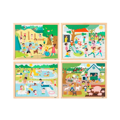 Puzzle de madera Montessori - Juego de 4 puzzles educativos para niños