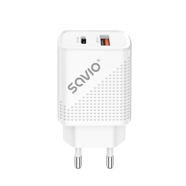 Savio LA-04 USB Type A & Type C Quick Charge Power Delivery 3.0 Indoor Smartphone, Tableta Blanco Carga rápida Interior