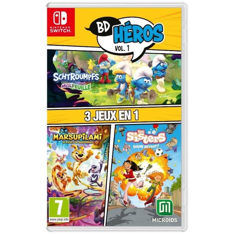 Pack Bd Heros Vol.1 : Les Schtroumpfs Mission Malfeuille Sisters 1 Marsupilami Jeu Nintendo Switch - vue 3