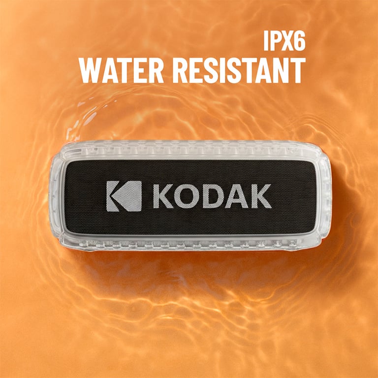 Kodak Enceinte Bluetooth - Étanche IPX6, Son Puissant 8W, Éclairage RGB, Autonomie 5h, Connexion Bluetooth V5.0 - Blanc - Neuf