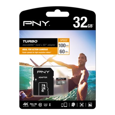 Pny Turbo 32 Go MicroSDHC UHS-I Classe 10 - Neuf Gris - vue 3