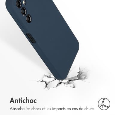 Accezz Coque Liquid Silicone pour Samsung Galaxy A14 (5G) - Bleu foncé