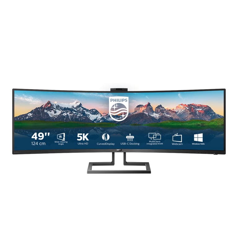Philips Monitors Philips Moniteur incurvé 499P9H00 124 cm 49 Pouces HDMI DisplayPort USB C RJ45 hub USB Temps de réponse de 5 ms 5120 x 1440 60 Hz