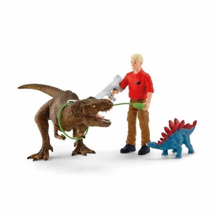 Attaque Tyrannosaure Rex Dinosaurs Figurine Coffret schleich avec 1 figurine humaine articulée et 1 figurine Trex et 1 figurine béb - vue 1