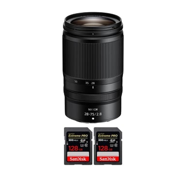 Objetivo Nikon Z 28-75mm F2.8 + 2 SanDisk 128GB Extreme PRO UHS-II + Ebook ''20 consejos para fotos que impactan''
