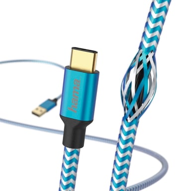 Câble de charge/données Reflective, USB Type-C - USB-A, 1,5 m, bleu