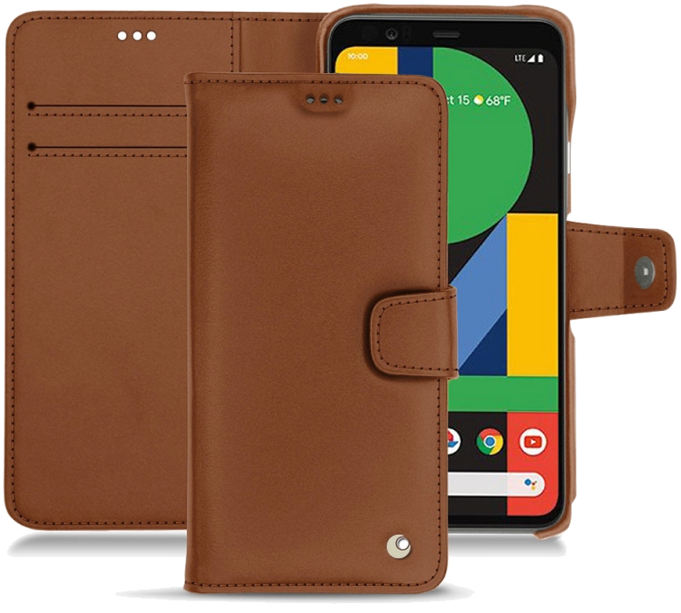 Housse cuir Google Pixel 4 XL - Rabat horizontal portefeuilleMarron