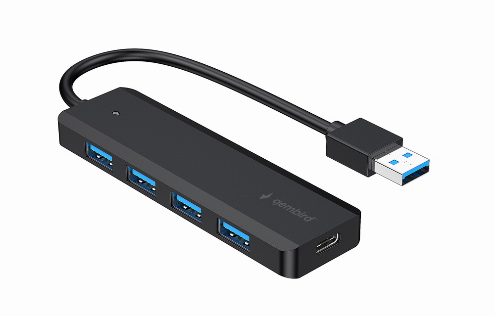 Gembird UHB-U3P4P-02 hub & concentrateur USB 3.2 Gen 1 (3.1 Gen 1) Type-A 5000 Mbit/s Noir - Neuf