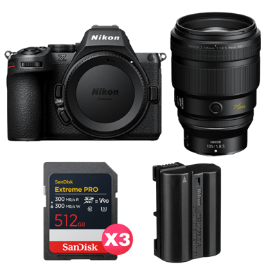 Appareil photo hybride Nikon Z5 II + 135mm f/1.8 S Plena + 3 SanDisk 512GB Extreme PRO UHS-II + Nikon EN-EL15c + Ebook ''20 astuces pour des images qui claquent''