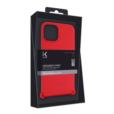 Custodia a tracolla in morbido gel di silicone per Apple iPhone 12/12 Pro, rosso fuoco