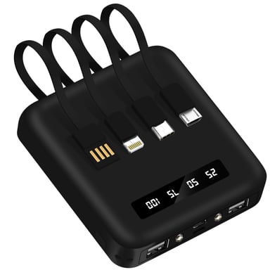 Batterie Externe Universelle Câbles USB-C, Micro-USB Lightning Akashi noir