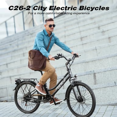 VéLo Électrique C26-2 | Moteur 500W | Batterie 48V 7.8Ah | Pneus 26 Pouces | Vitesse Max 25 km/h | Autonomie 45 km | Blanc